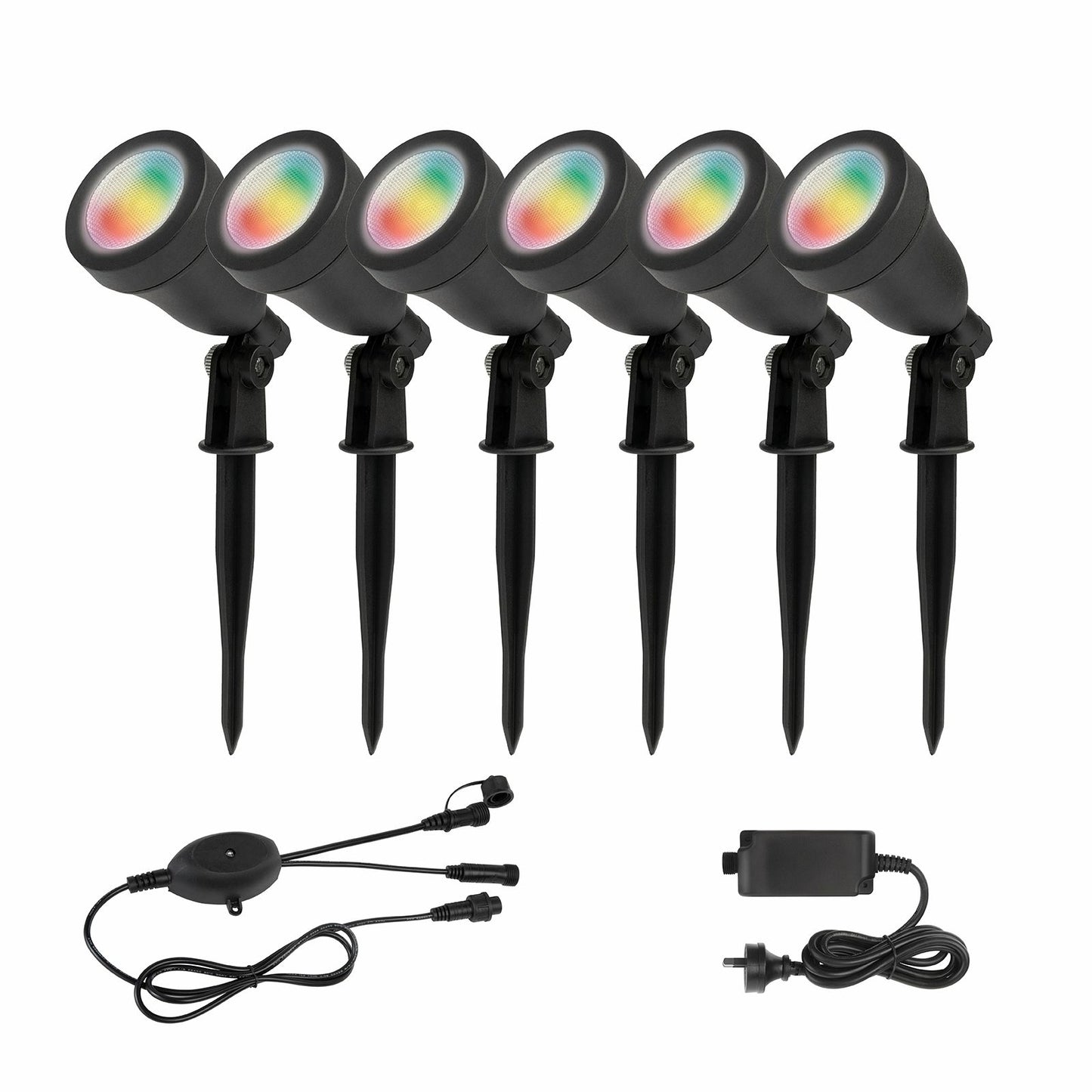 Brilliant Corymbia Spot Pond Smart Garden Light Kit - 6 Pack - 13.3m - Black