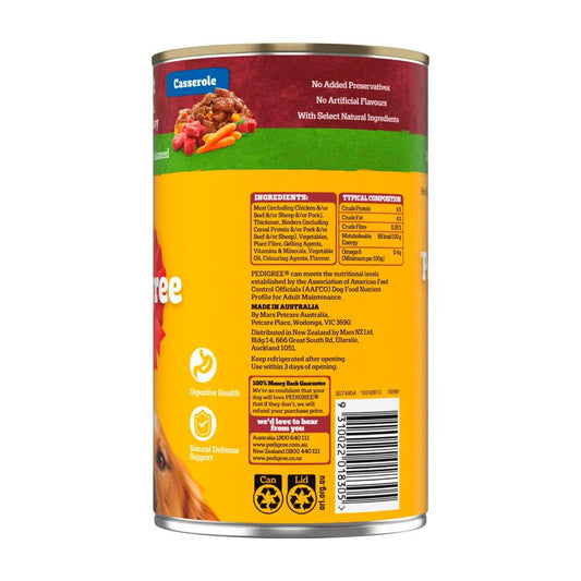 Pedigree Casserole With Beef & Gravy Adult Wet Dog Food Can - 1.2kg