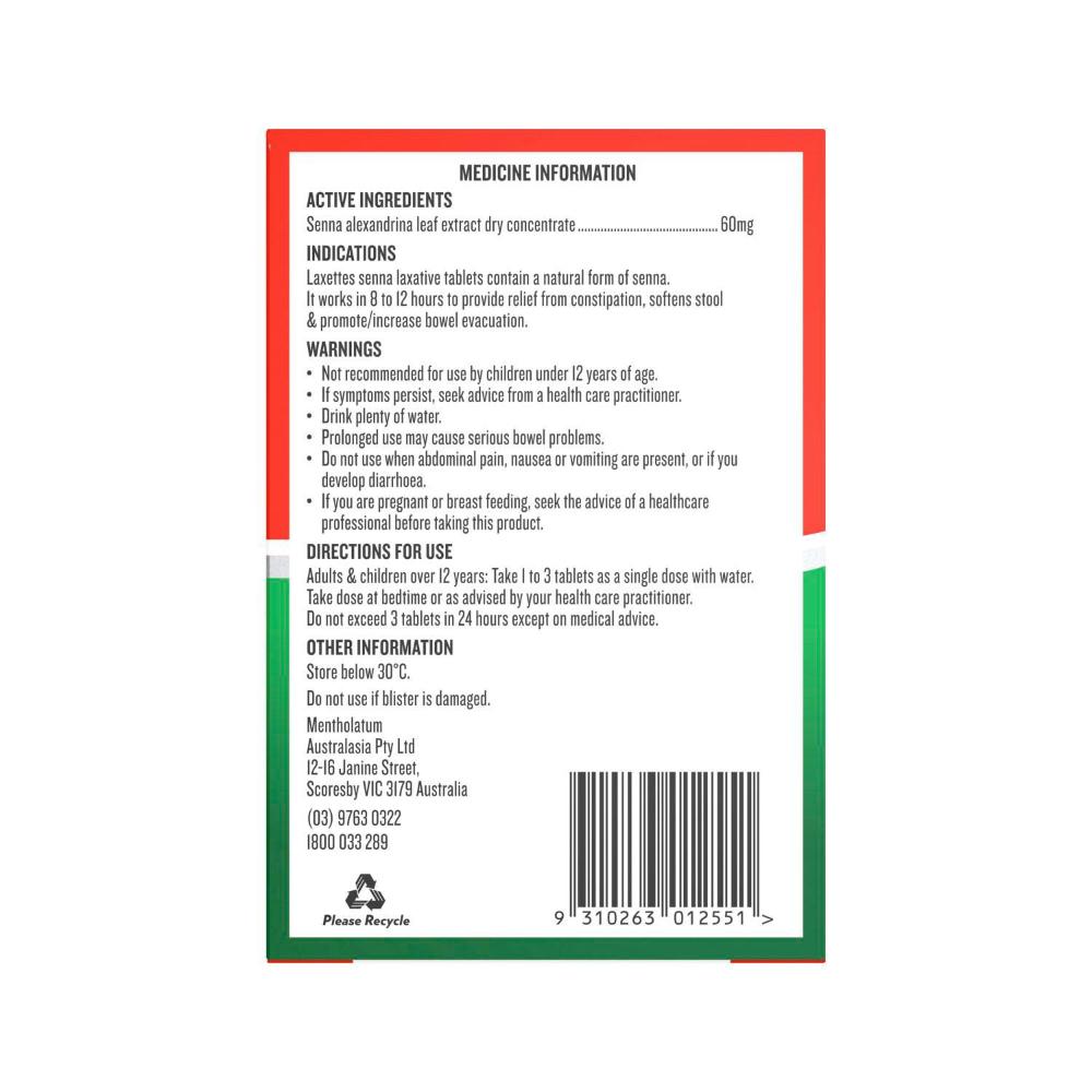 Laxettes Laxative Tablets With Senna - 50 pack