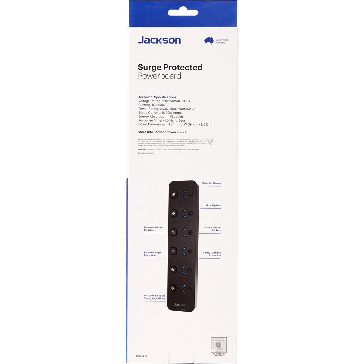 Jackson Switched Surge Protected Powerboard With 1 Metre Lead each