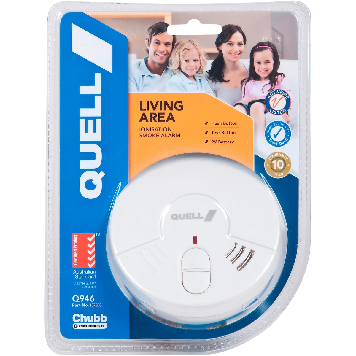 Quell Ionisation Smoke Alarm Living Area Each