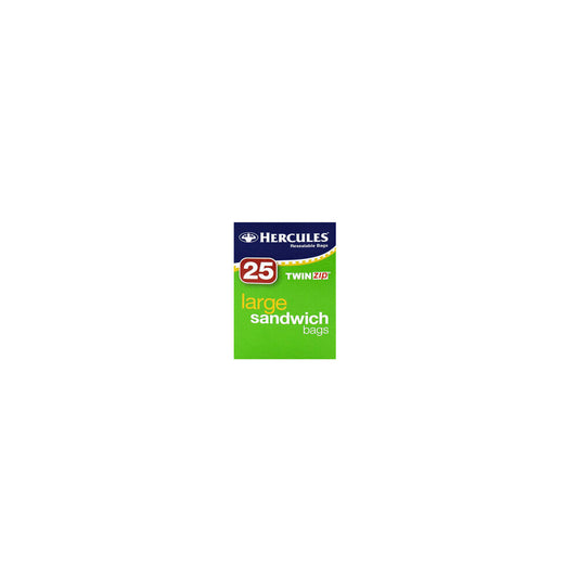 Hercules Twinzip Sandwich Bags Large 22cm x 22cm - 25 pack