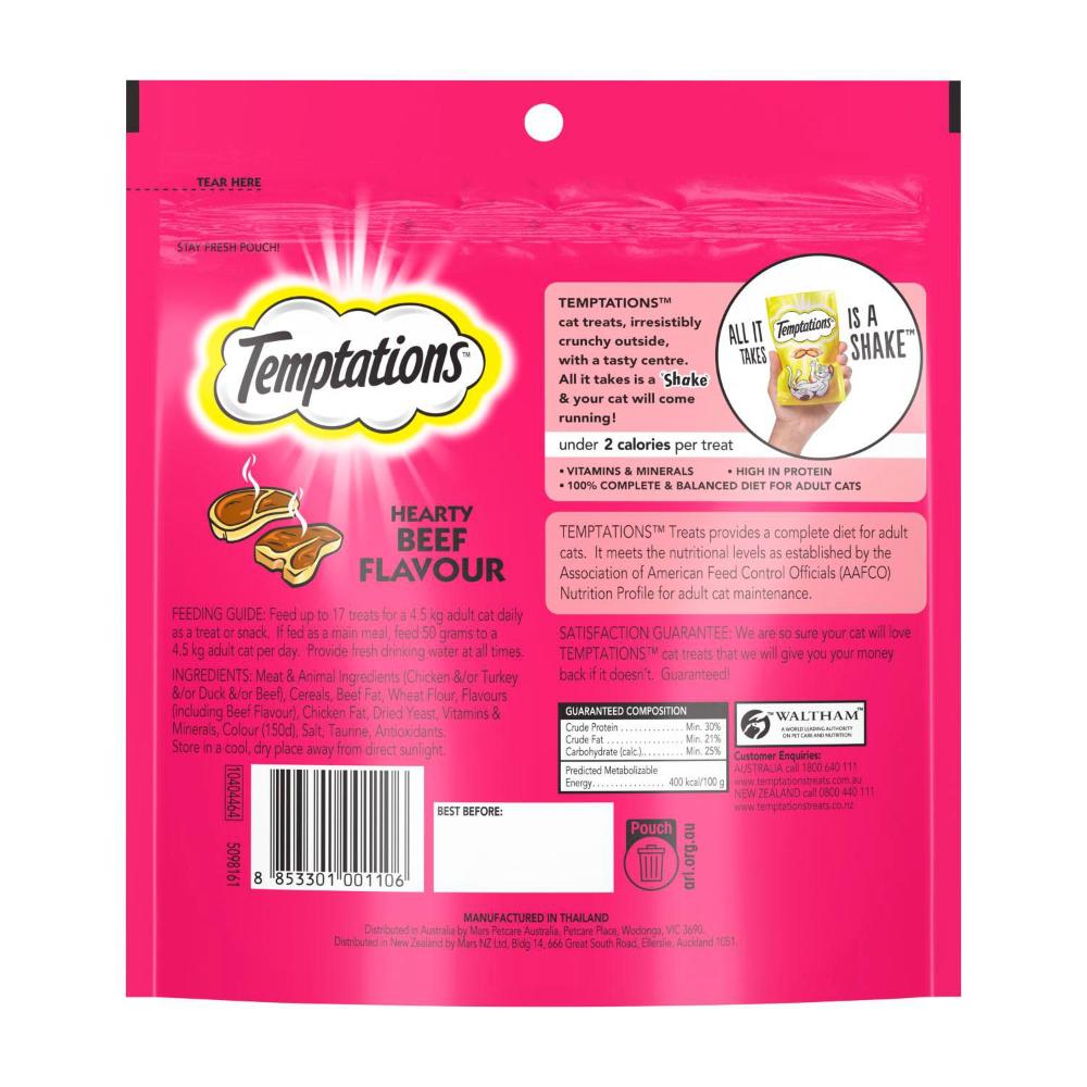 Temptations Cat Treat Hearty Beef - 350g
