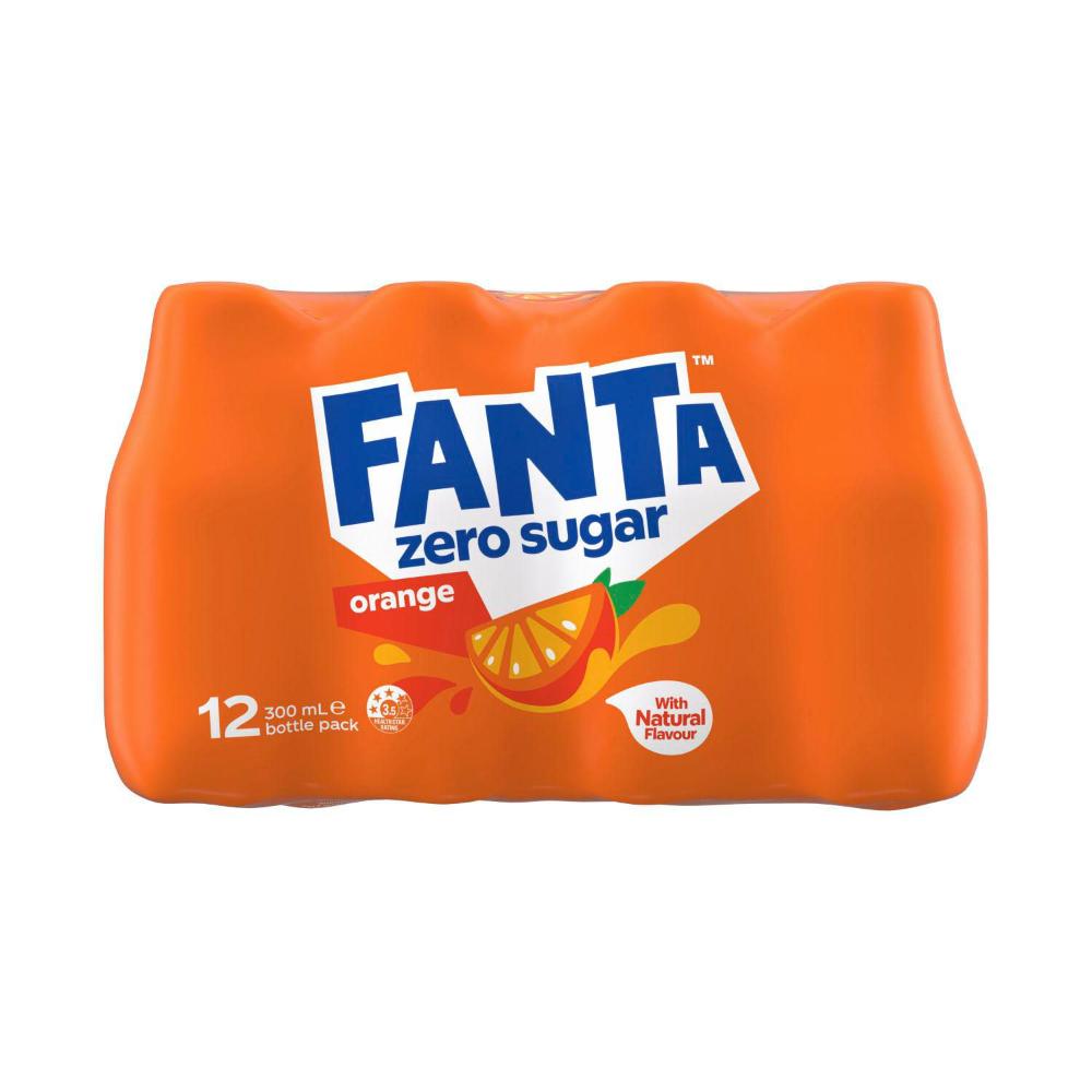 Fanta Orange Zero Sugar Soft Drink 12x300ml - 12 Pack