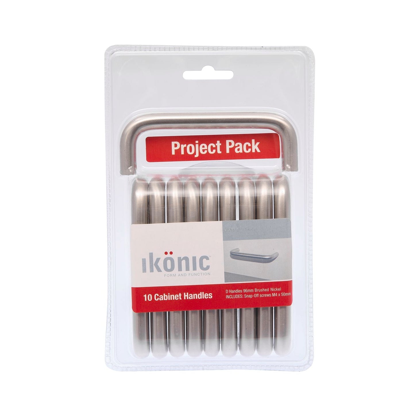 Ikonic D Handle - 96mm - Brushed Nickel