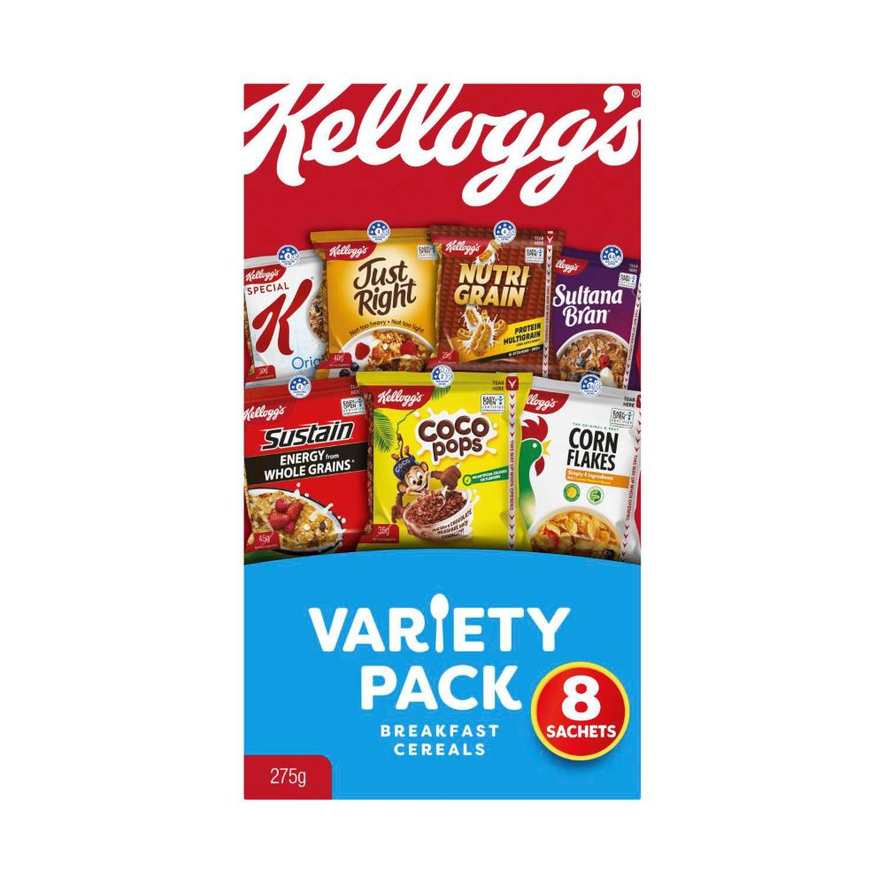 Kellogg's Variety Pack Assorted Breakfast Cereals Sachets 8 Pack - 275g