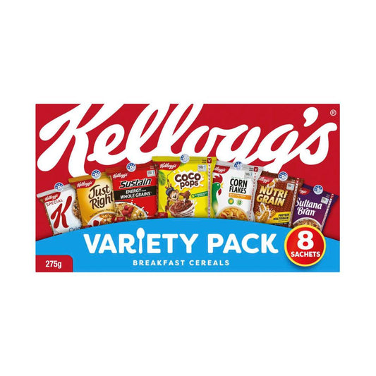 Kellogg's Variety Pack Assorted Breakfast Cereals Sachets 8 Pack - 275g