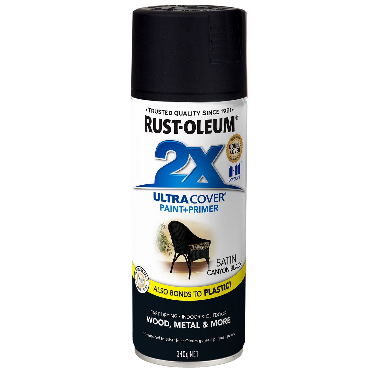 Rust-Oleum 2X Ultra Cover Spray Paint - 340g - Satin Canyon Black