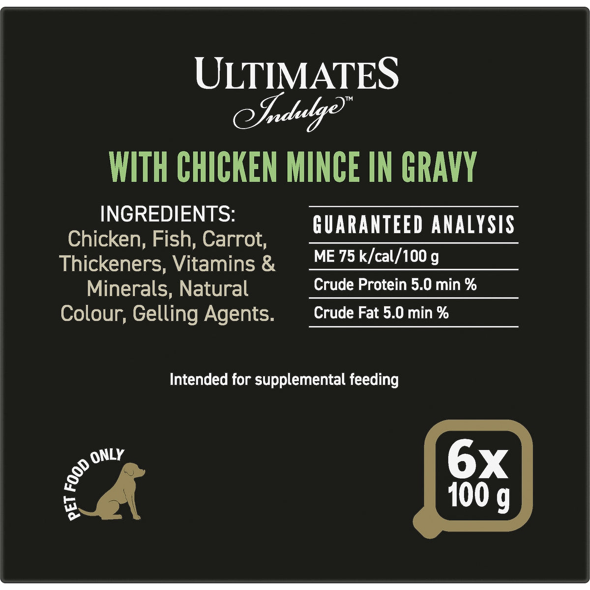 Ultimates Indulge Wet Dog Food Chicken Mince In Gravy 100g X 6 Pack