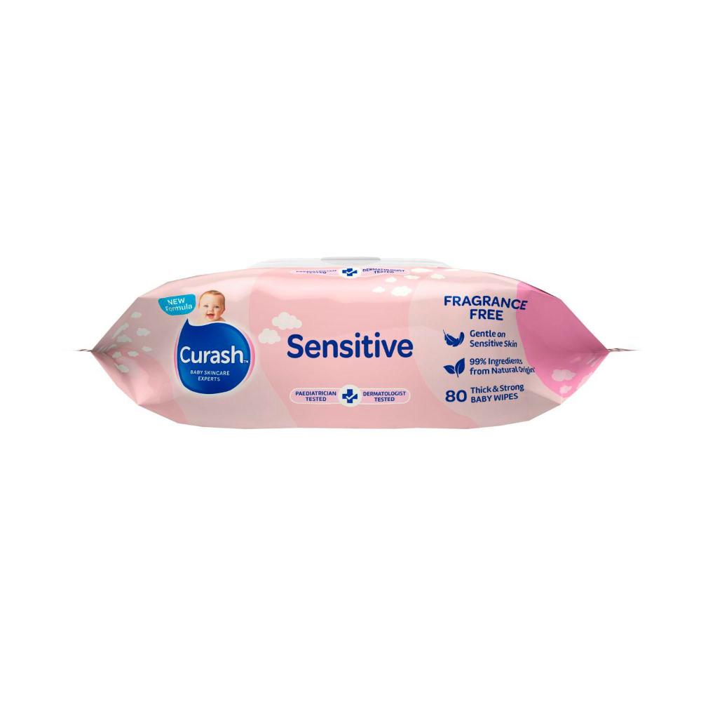 Curash Fragrance Free Senstive Skin Baby Wipes - 80 Pack