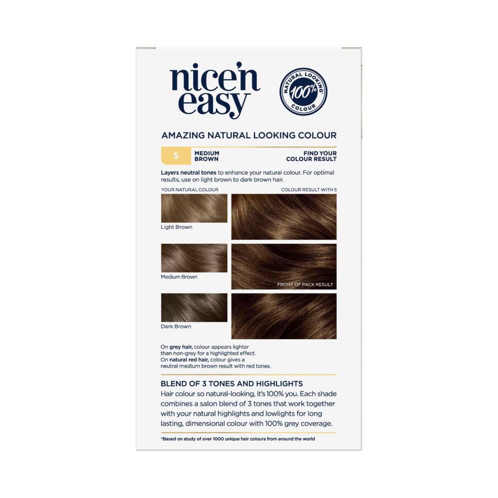 airol Nice 'n Easy 5 Natural Medium Brown Permanent Hair Colour - 1 pack