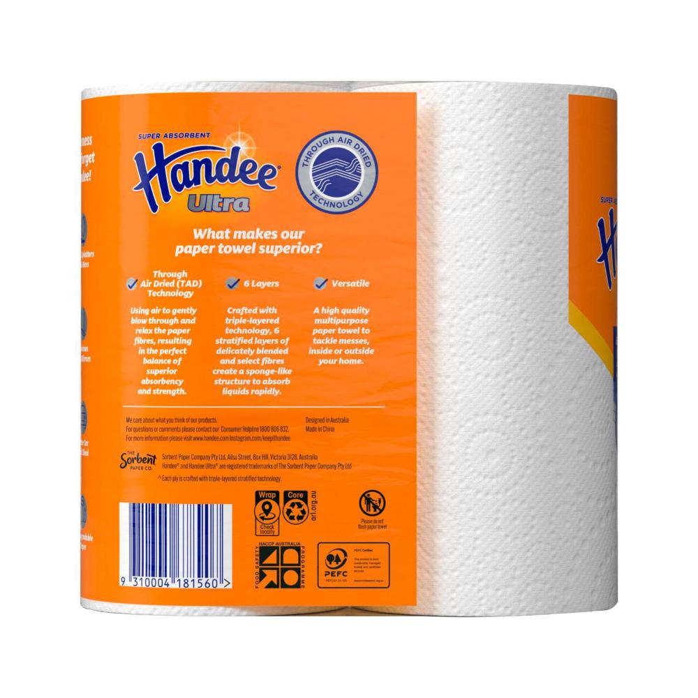 Handee Ultra Paper Towels Crisp White - 2 pack