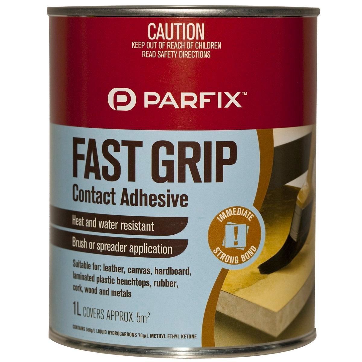 Parfix Fast Grip Adhesive 1L Polychloroprene Rubber Heat Water Resistant