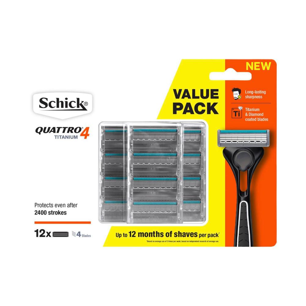 Schick Quattro 4 Titanium Razor Blades - 12 pack