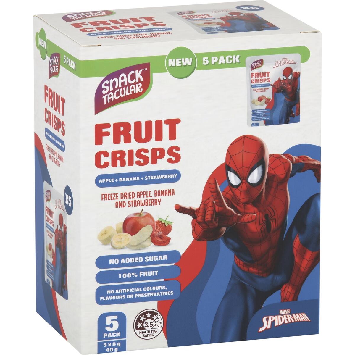 Snacktacular Fruit Crisps Apple Banana & Strawberry 8g X 5 Pack
