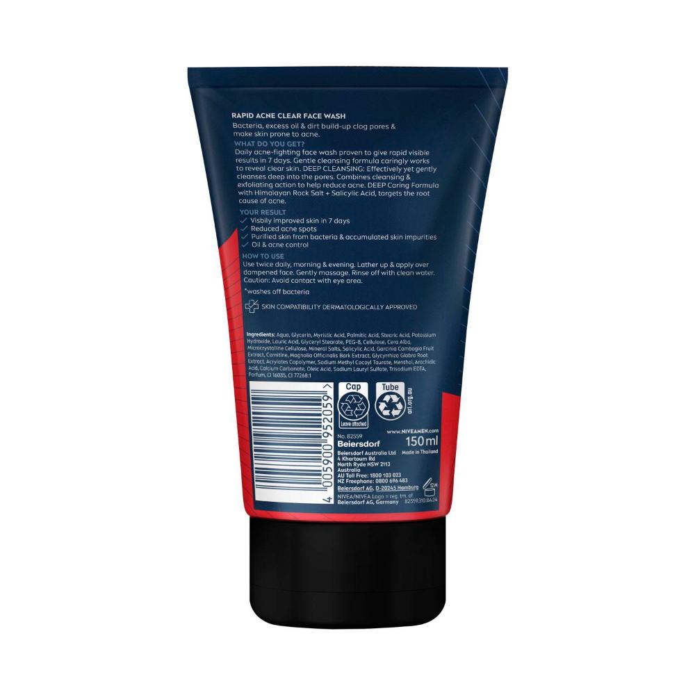 Nivea Men Deep Rapid Acne ear Face Wash - 150mL