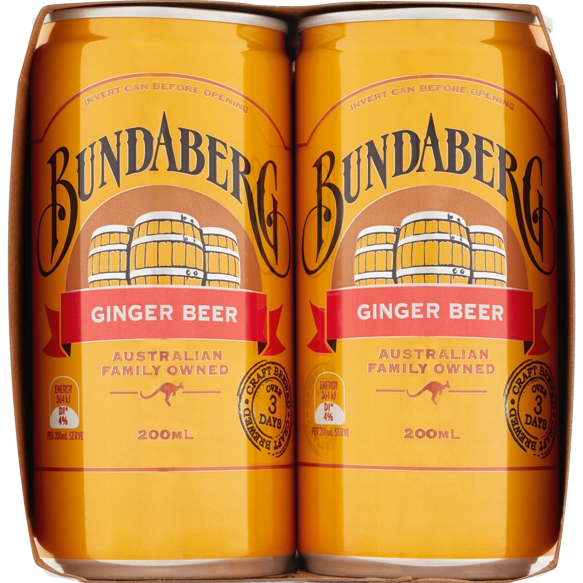 Bundaberg Ginger Beer Mini Can 200ml X6 Pack