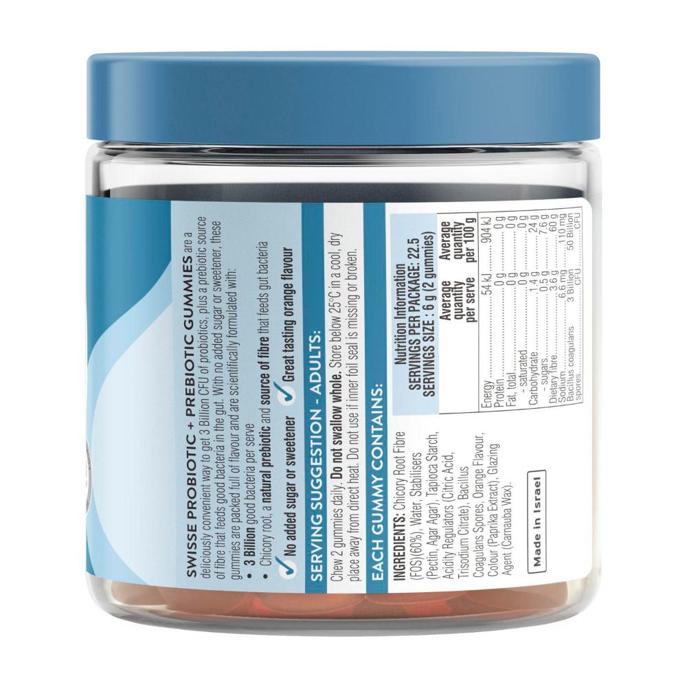 Swisse Probiotic + Prebiotic Gummies 3 Billion CFU of probiotics per serve - 45 pack