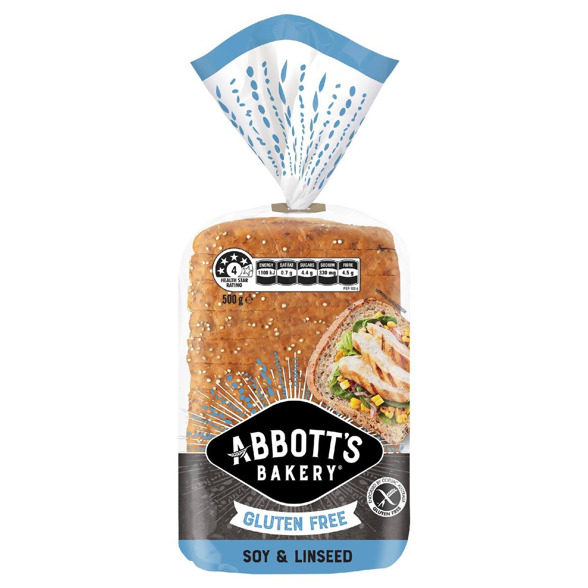 Abbott's Bakery Gluten Free Soy & Linseed Sliced Bread 500g