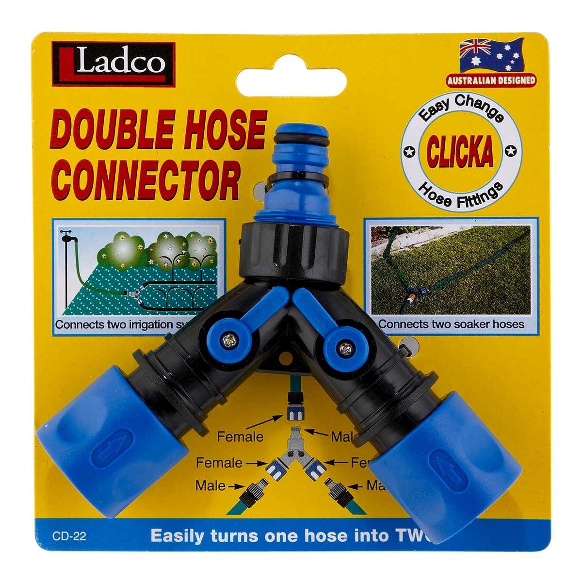 Ladco Double End Coupling Hose Fitting - 14mm - Plastic - Irrigation Use