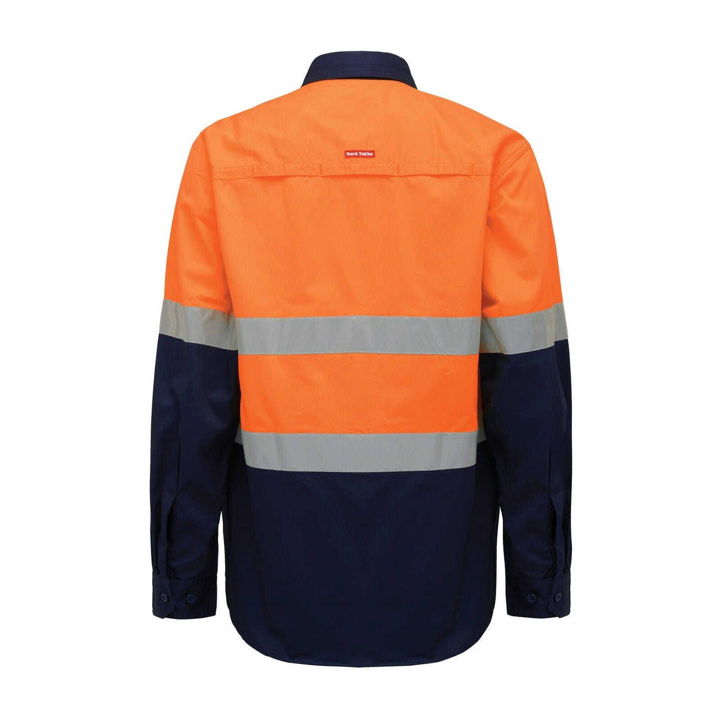 Hard Yakka Hi Vis Taped Long Sleeve Shirt - L - Orange/Navy