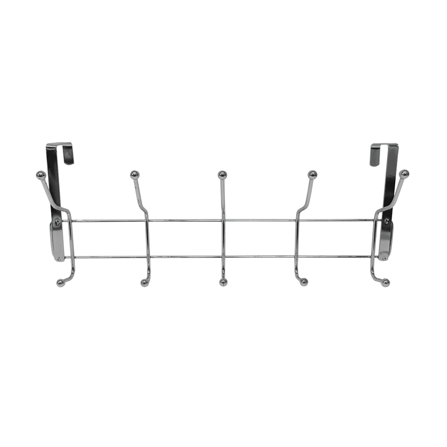 Adoored 10 Hook Satin Chrome Over Door Hook Rack