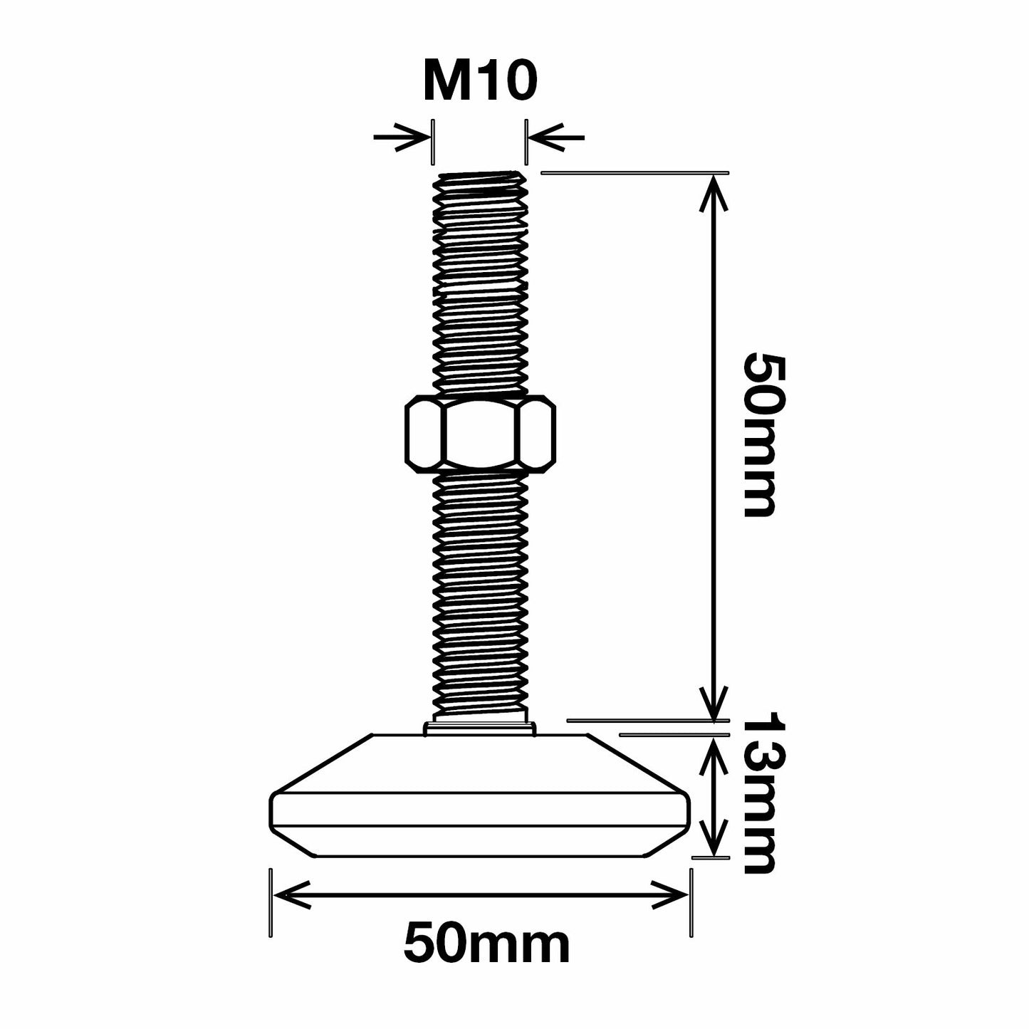 Richmond Levelling Foot - 50mm x M10 - 150kg
