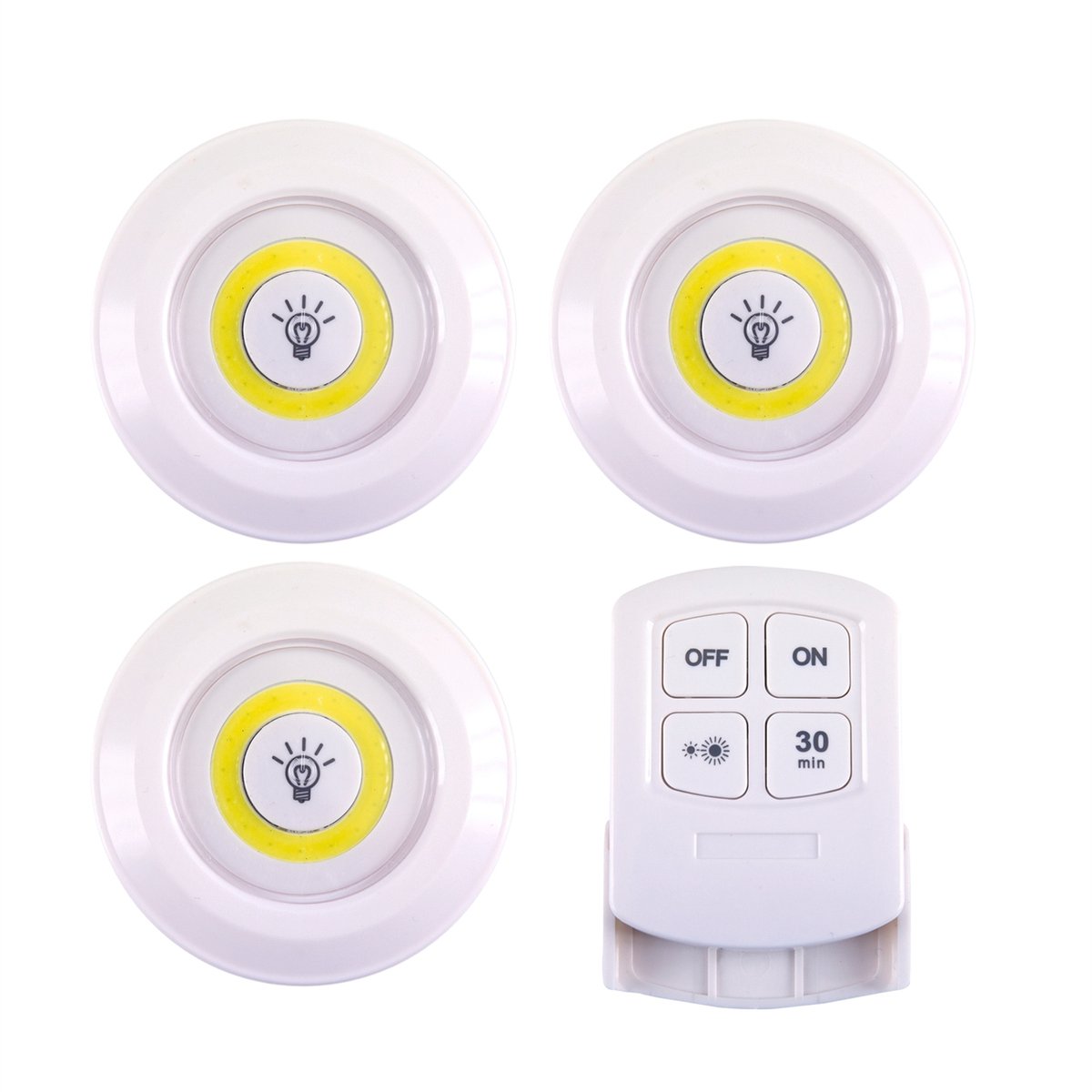 Lytworx Puck Lights - 90mm - Plastic - Remote Control - 3 Pack