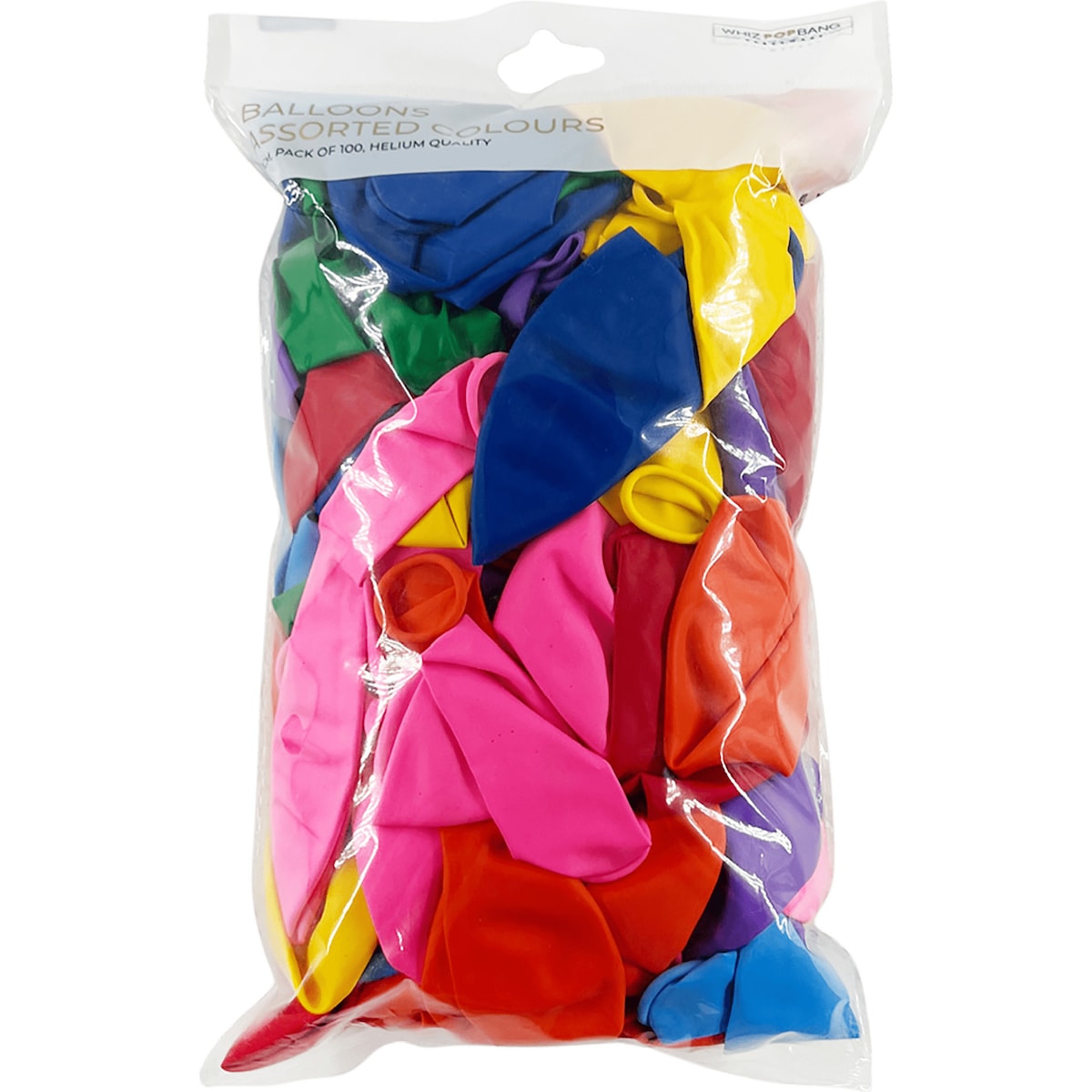 Whiz Pop Bang Assorted Coloured Balloons 100 Pack
