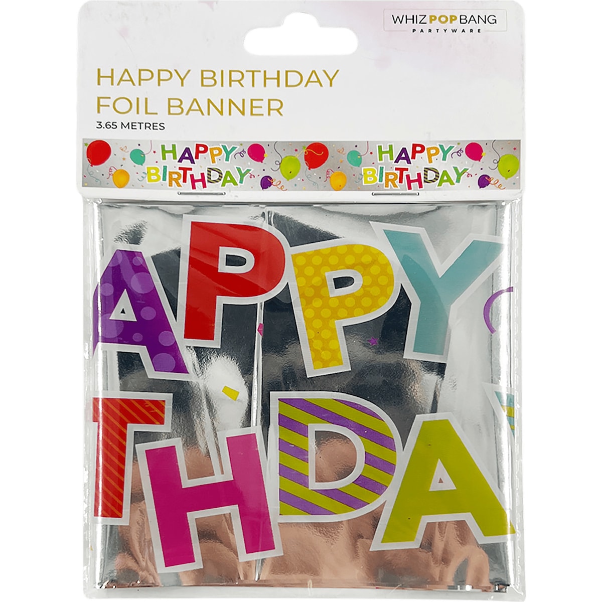 Korbond Party Banner Happy Birthday Foil 3.65 Meters 14g