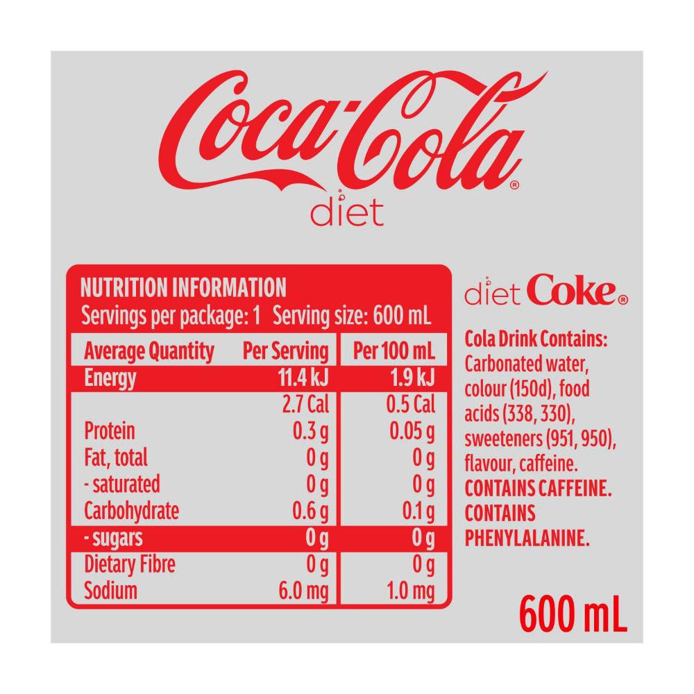 Coca-Cola Diet Coke Soft Drink Bottle - 600mL