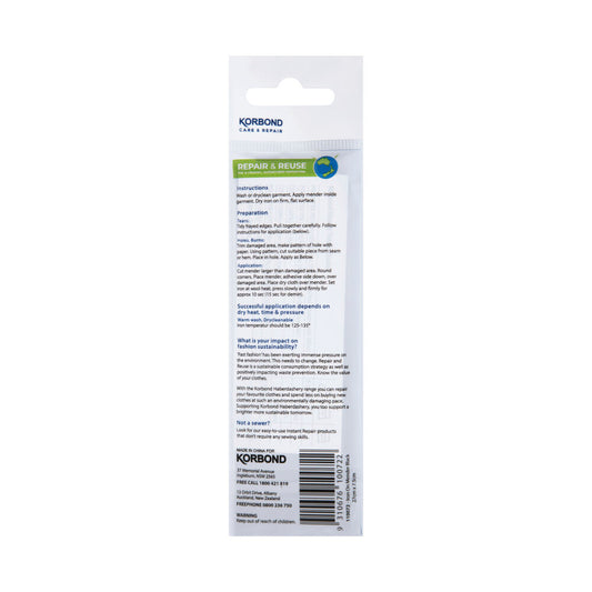Korbond Iron On Mender Black - 1 each