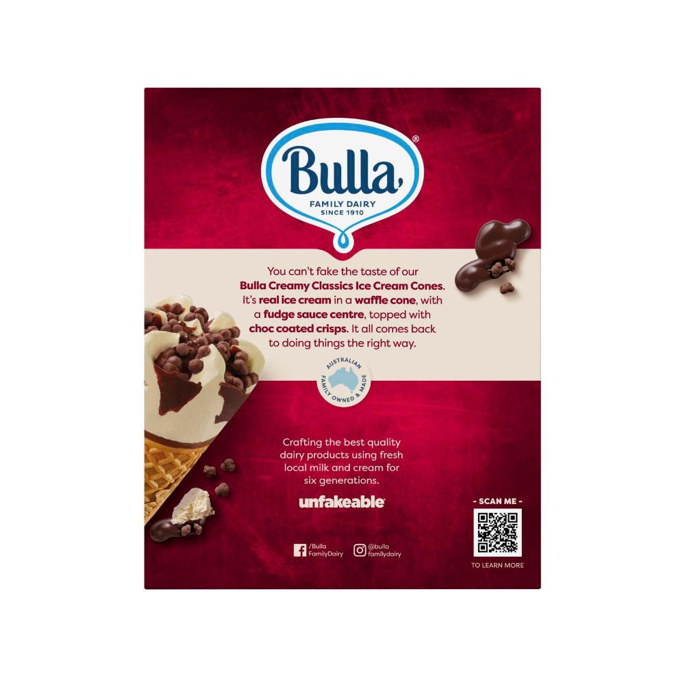 Bulla Creamy Classic Vanilla Choc Fudge Cone 4 Pack - 520mL