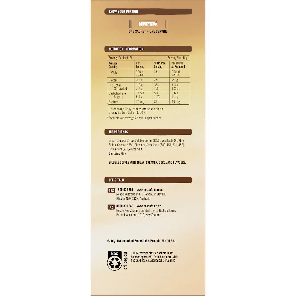 Nescafe Mocha Coffee Sachets | 26 Pack