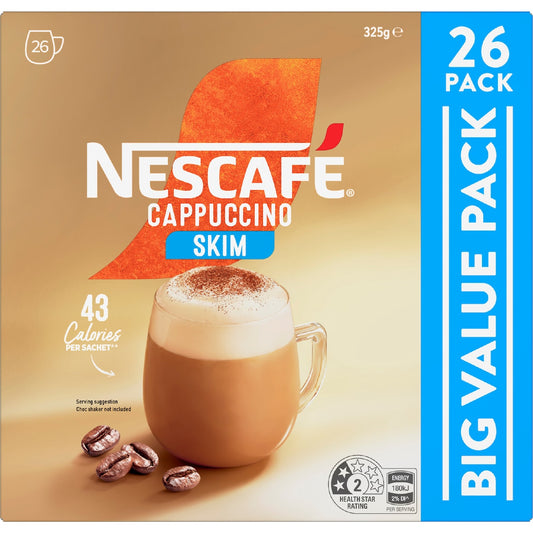 Nescafe Coffee Sachets Skim Cappuccino 26 Pack