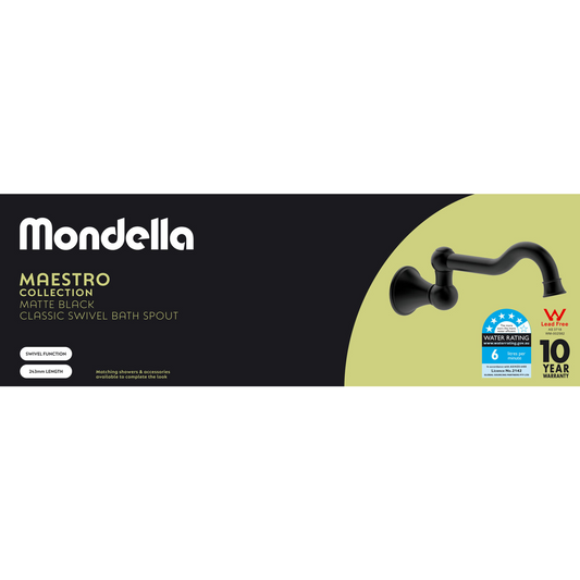 Mondella MAESTRO Classic Swivel Bath Spout Matte Black Maestro