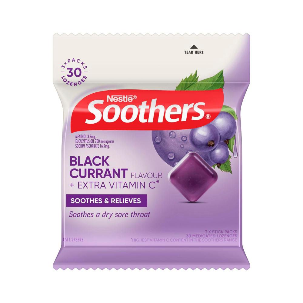 Soothers Blackcurrant Flavour Throat Lozenges - 30 Pack
