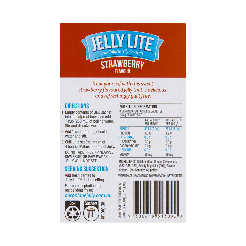 Aeroplane Lite Strawberry Jelly Crystals 2 Pack - 18g