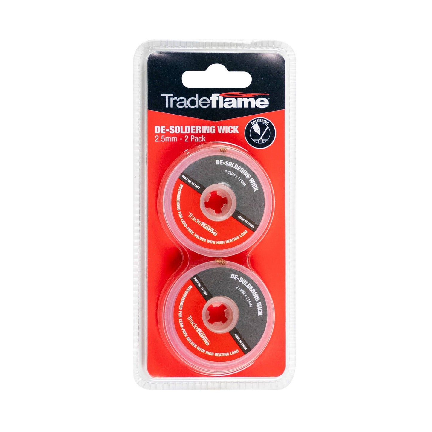Tradeflame De Soldering Wick - 2.5mm x 1.5m - 2 Pack