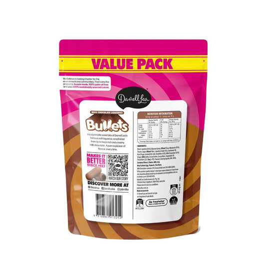 Darrell Lea Milk Chocolate Liquorice Bullets - 400g