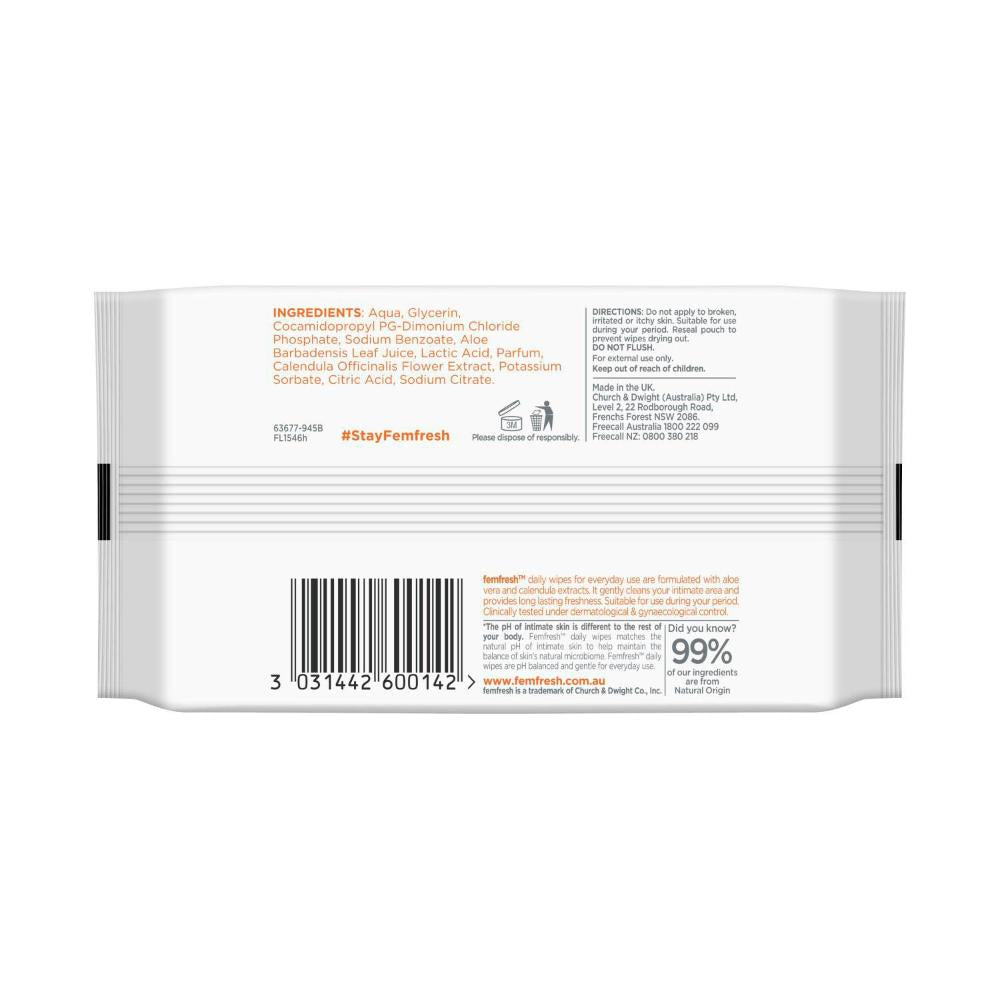Femfresh Daily Intimate Travel Wipes - 20 Pack
