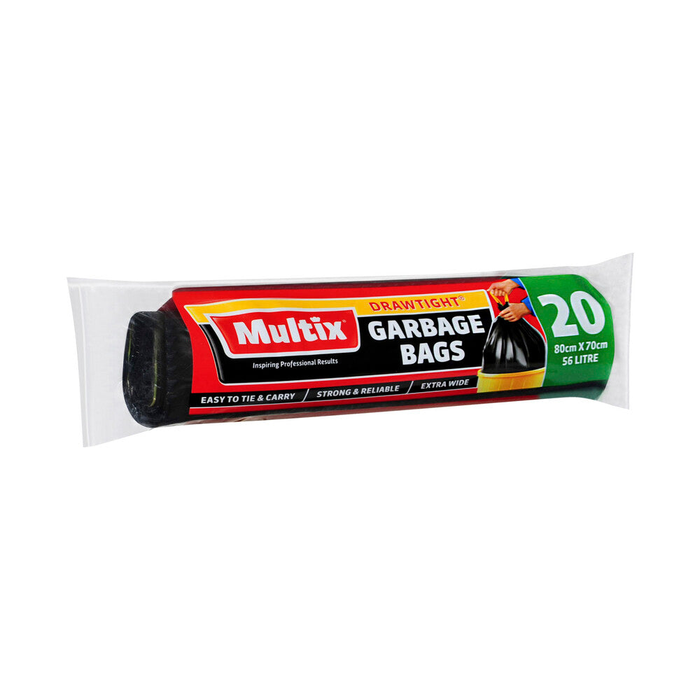 Multix Extra Wide Drawtight Garbage Bags 80cm x 70cm 56l - 20 pack