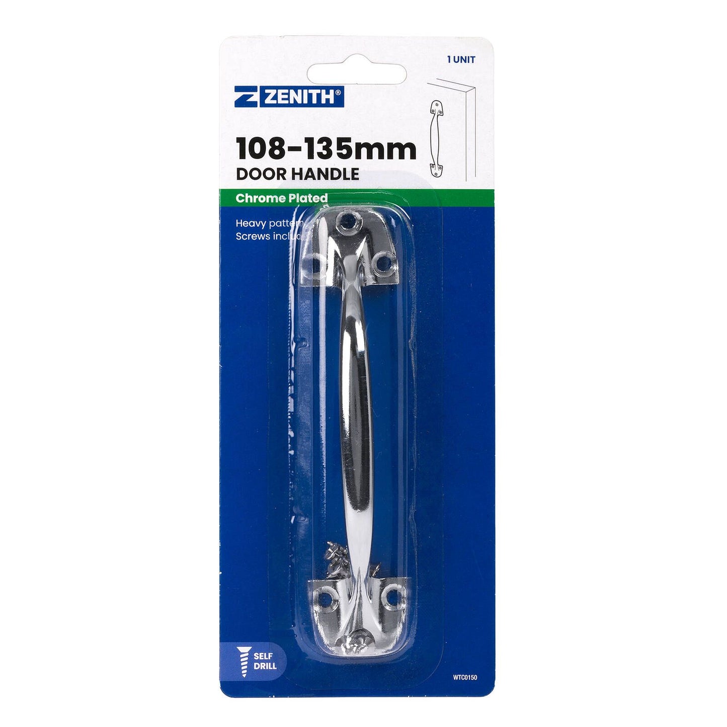 Zenith Heavy Duty Door Handle - 135mm - Chrome