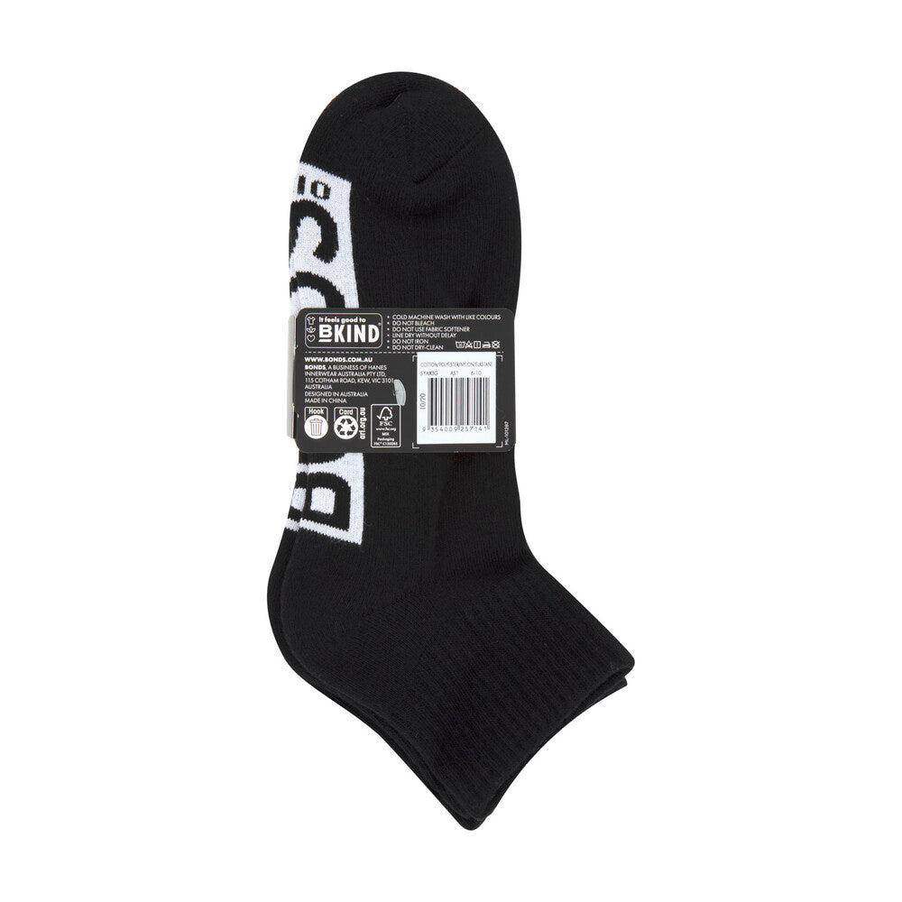 Bonds Mens 1/4 Crew Socks Size 11-14 - 3 pack