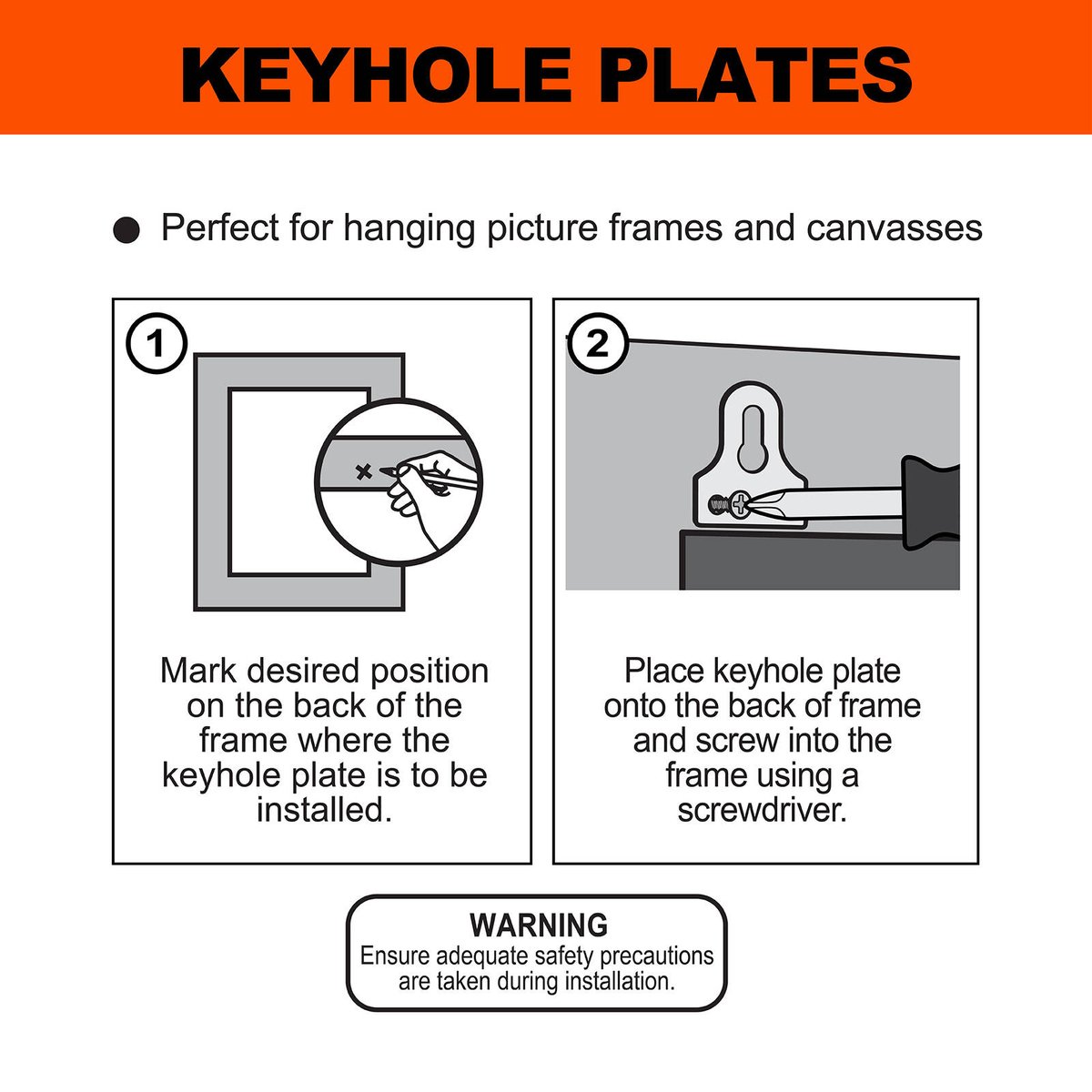 Everhang Brass Plated Keyhole Plates 3 Pack Steel Durable Easy Install