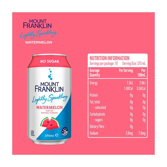 Mount Franklin Lightly Sparkling Water Watermelon - 10 Pack