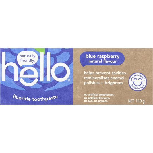 Hello Flouride Toothpaste Blue Raspberry 110g