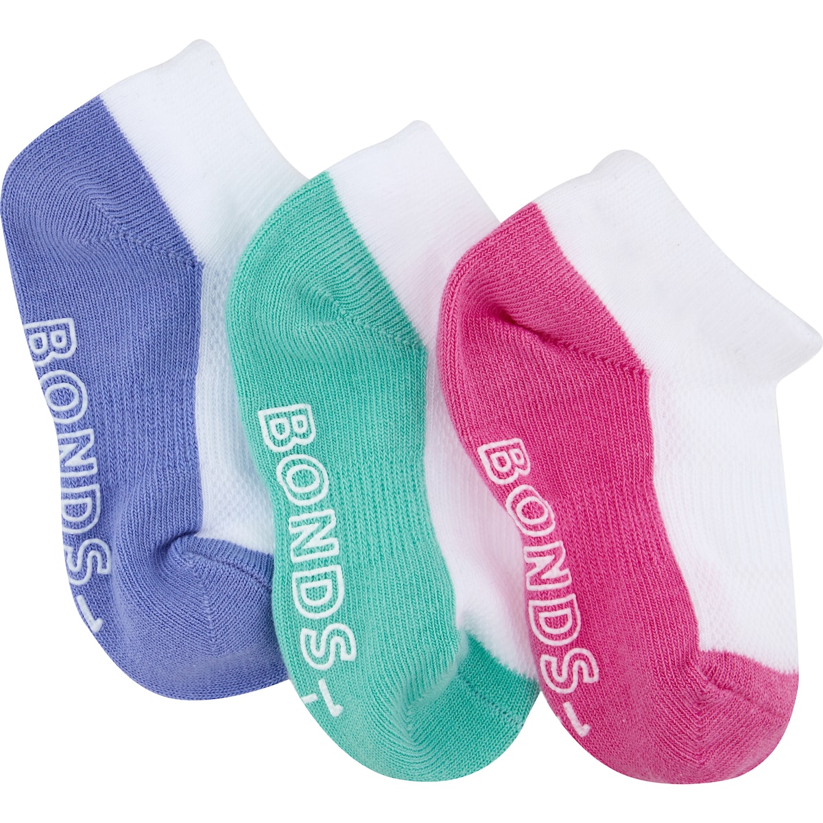 Bonds Baby Logo Light Low Cut Size 6-12m & 1-2y 3 Pack