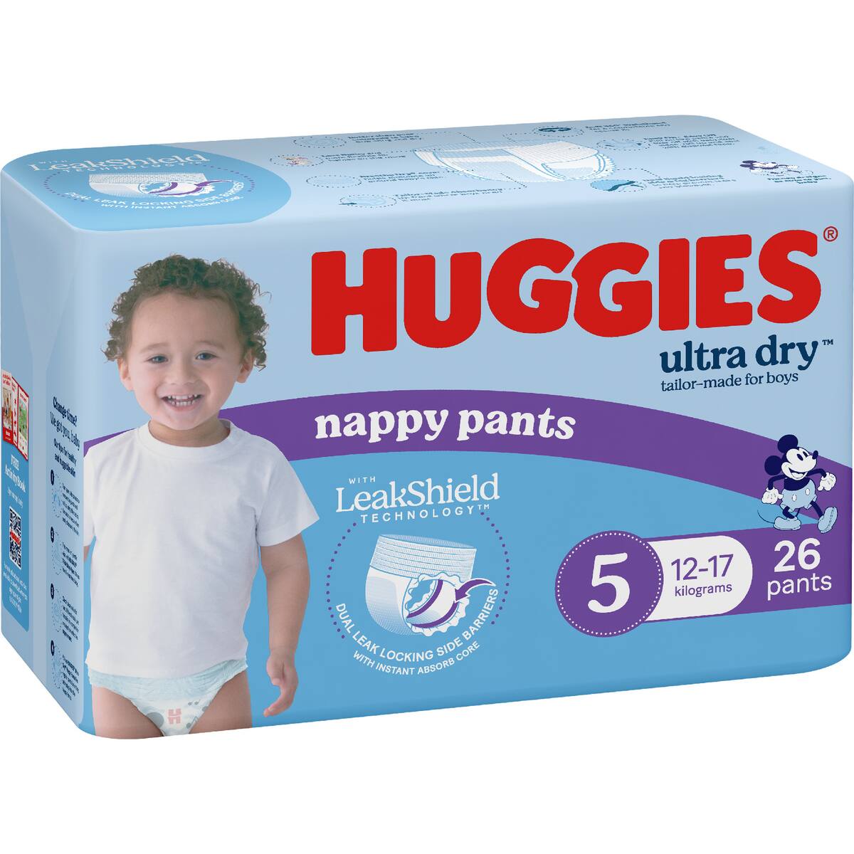 Huggies Ultra Dry Nappy Pants Boys Size 5 (12-17kg) 26 Pack