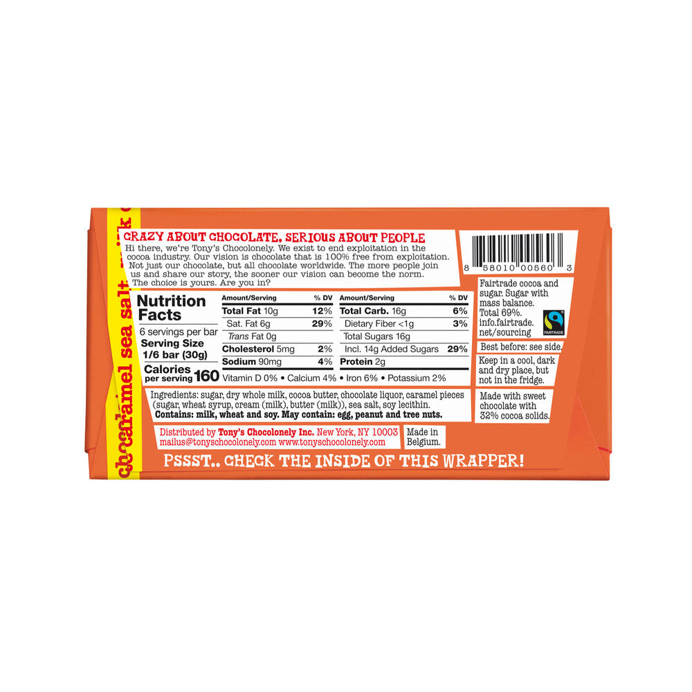 Tony's Chocolonely Milk Chocolate Caramel Sea Salt - 180g